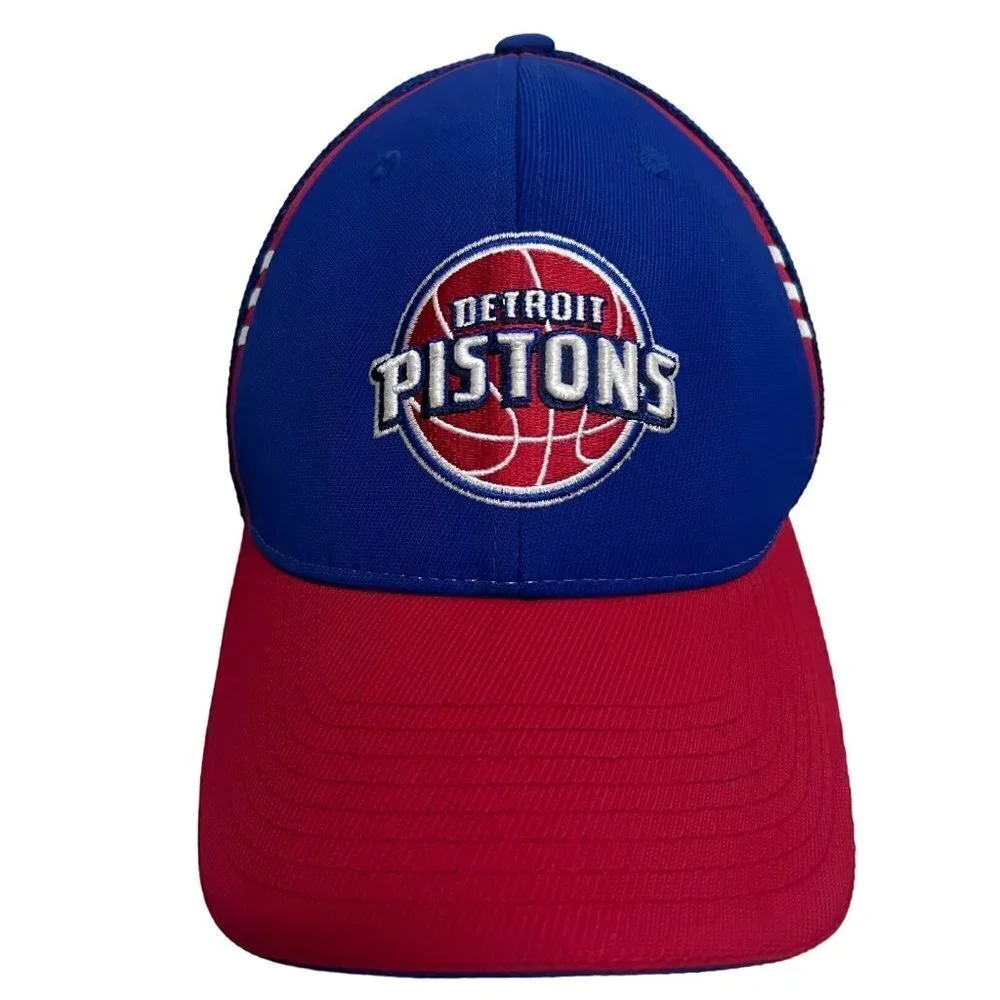 NBA Detroit Pistons Adidas Colorblock Trucker Mesh Snapback Hat Cap - Picture 4 of 10